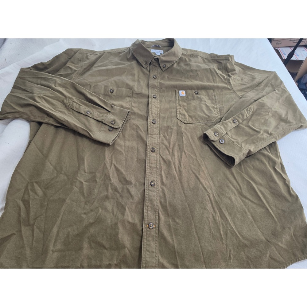 Carhartt Rugged Flex Relaxed Fit‎ Canvas Shirt Mens 4XL Olive Green 103554 396